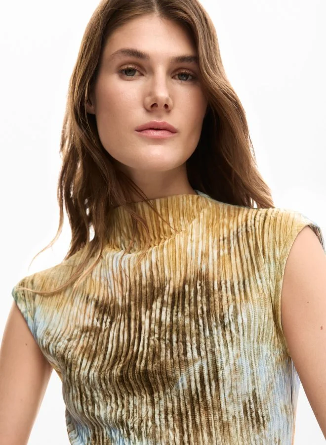 DESIGUAL tie-dye brown and yellow Textured dress for Women | Best Price UAE